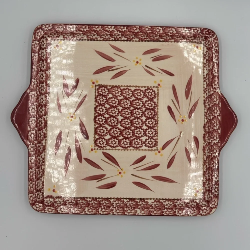 Temp-Tations OLD WORLD Cranberry Red Serving/Baking Tray Platter